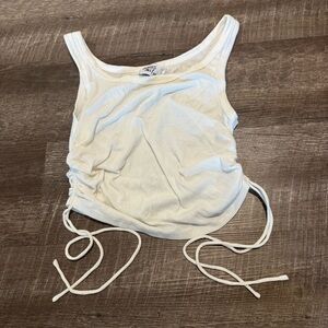 Princess Polly White Ribbed Tie Tank Top